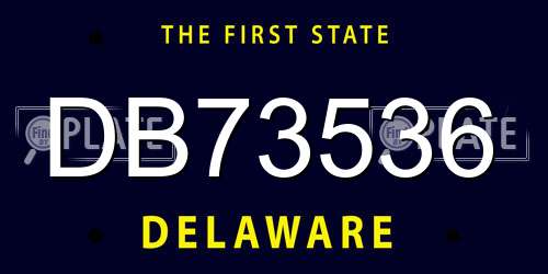DB73536 Delaware License Plate