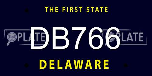 DB766 Delaware License Plate