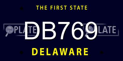DB769 Delaware License Plate
