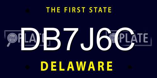DB7J6C Delaware License Plate