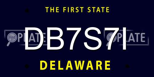 DB7S7I Delaware License Plate
