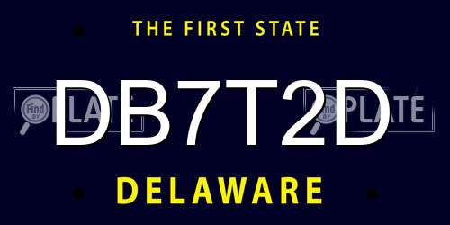 DB7T2D Delaware License Plate