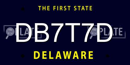 DB7T7D Delaware License Plate
