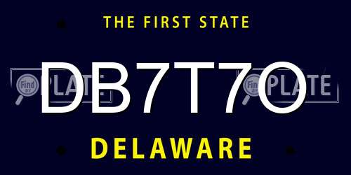 DB7T7O Delaware License Plate