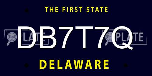 DB7T7Q Delaware License Plate