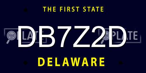 DB7Z2D Delaware License Plate