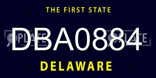 DBA0884 Delaware License Plate