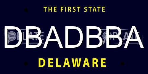 DBADBBA Delaware License Plate