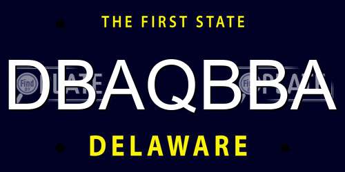 DBAQBBA Delaware License Plate