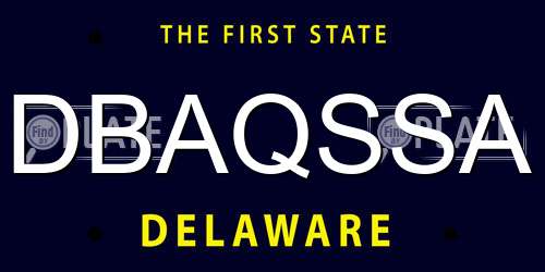 DBAQSSA Delaware License Plate