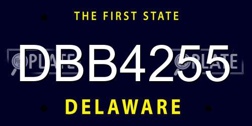 DBB4255 Delaware License Plate