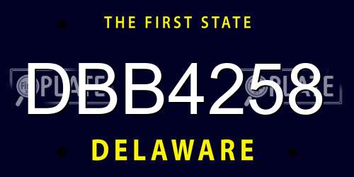 DBB4258 Delaware License Plate