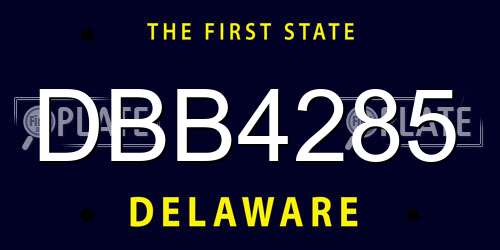 DBB4285 Delaware License Plate
