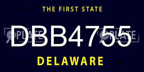 DBB4755 Delaware License Plate