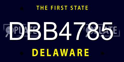 DBB4785 Delaware License Plate