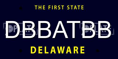 DBBATBB Delaware License Plate