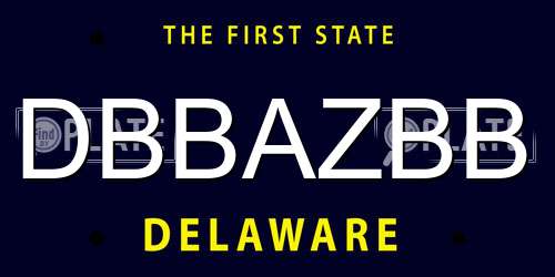 DBBAZBB Delaware License Plate