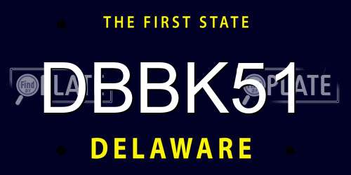 DBBK51 Delaware License Plate