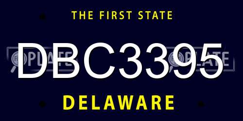 DBC3395 Delaware License Plate
