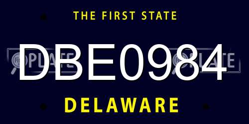 DBE0984 Delaware License Plate