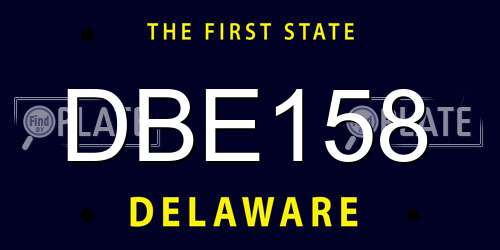 DBE158 Delaware License Plate