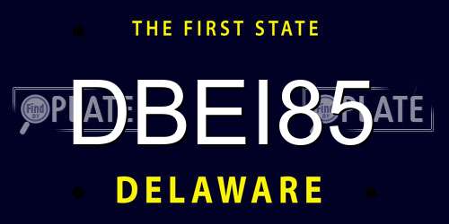 DBEI85 Delaware License Plate