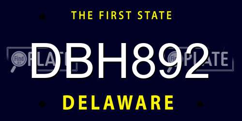 DBH892 Delaware License Plate