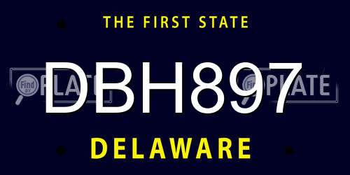DBH897 Delaware License Plate