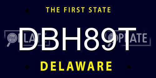 DBH89T Delaware License Plate