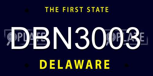DBN3003 Delaware License Plate
