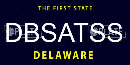 DBSATSS Delaware License Plate