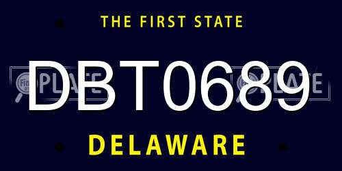 DBT0689 Delaware License Plate