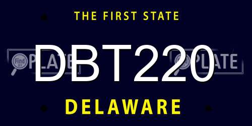 DBT220 Delaware License Plate