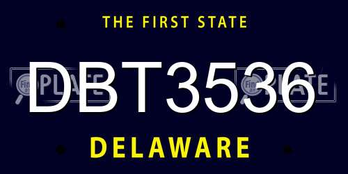DBT3536 Delaware License Plate