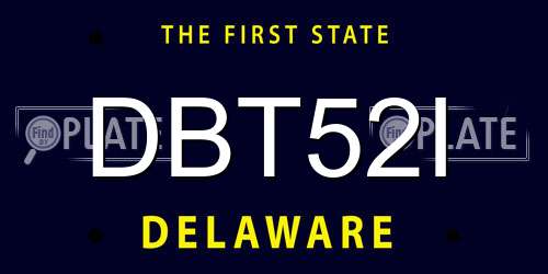 DBT52I Delaware License Plate