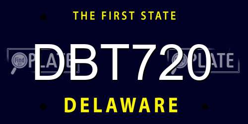 DBT720 Delaware License Plate
