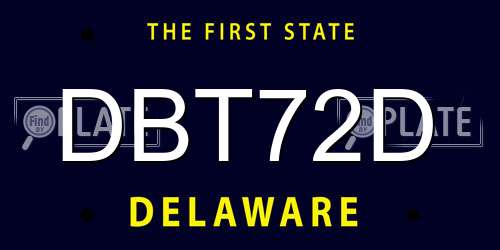 DBT72D Delaware License Plate