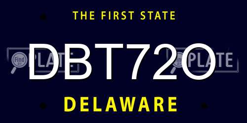 DBT72O Delaware License Plate