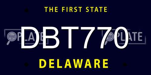 DBT770 Delaware License Plate