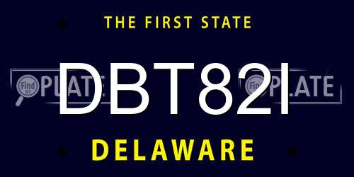 DBT82I Delaware License Plate