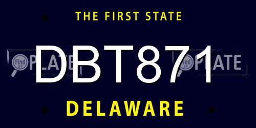 DBT871 Delaware License Plate