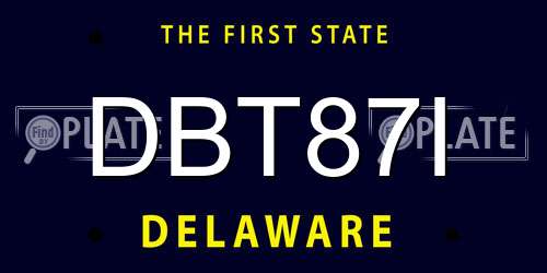DBT87I Delaware License Plate