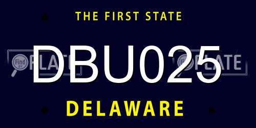 DBU025 Delaware License Plate