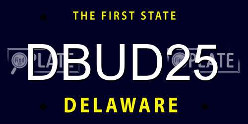 DBUD25 Delaware License Plate