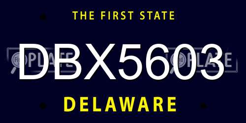 DBX5603 Delaware License Plate