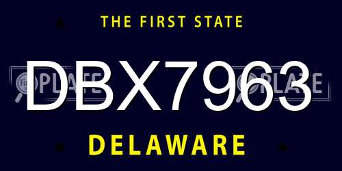 DBX7963 Delaware License Plate