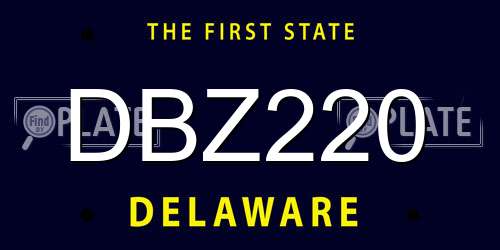 DBZ220 Delaware License Plate