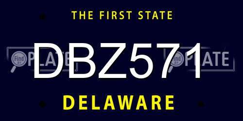 DBZ571 Delaware License Plate