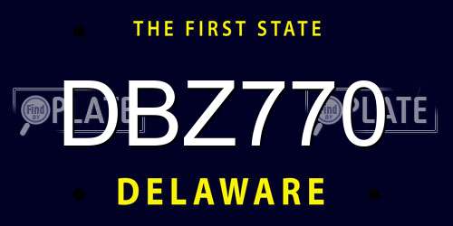 DBZ770 Delaware License Plate