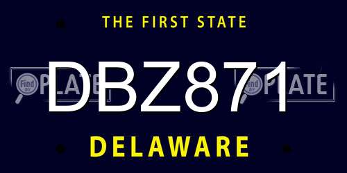 DBZ871 Delaware License Plate